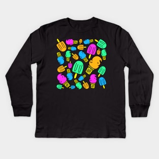 Neon Dessert - Ice Cream Cones and Popsicles Kids Long Sleeve T-Shirt